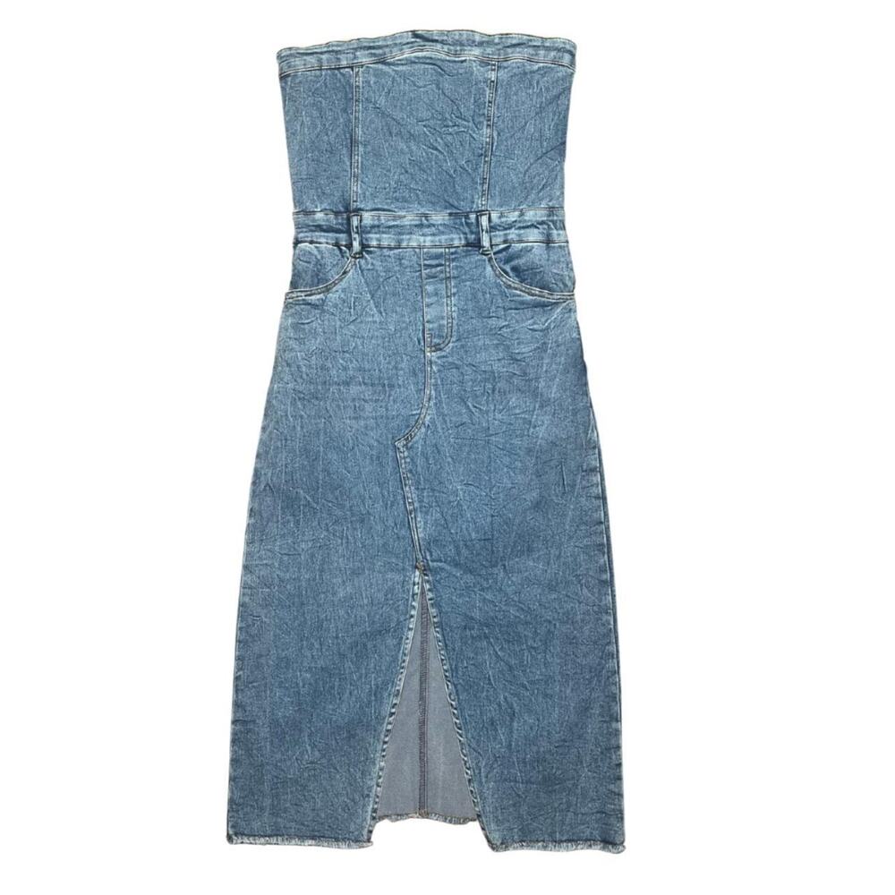 Strapless y2k style denim dress